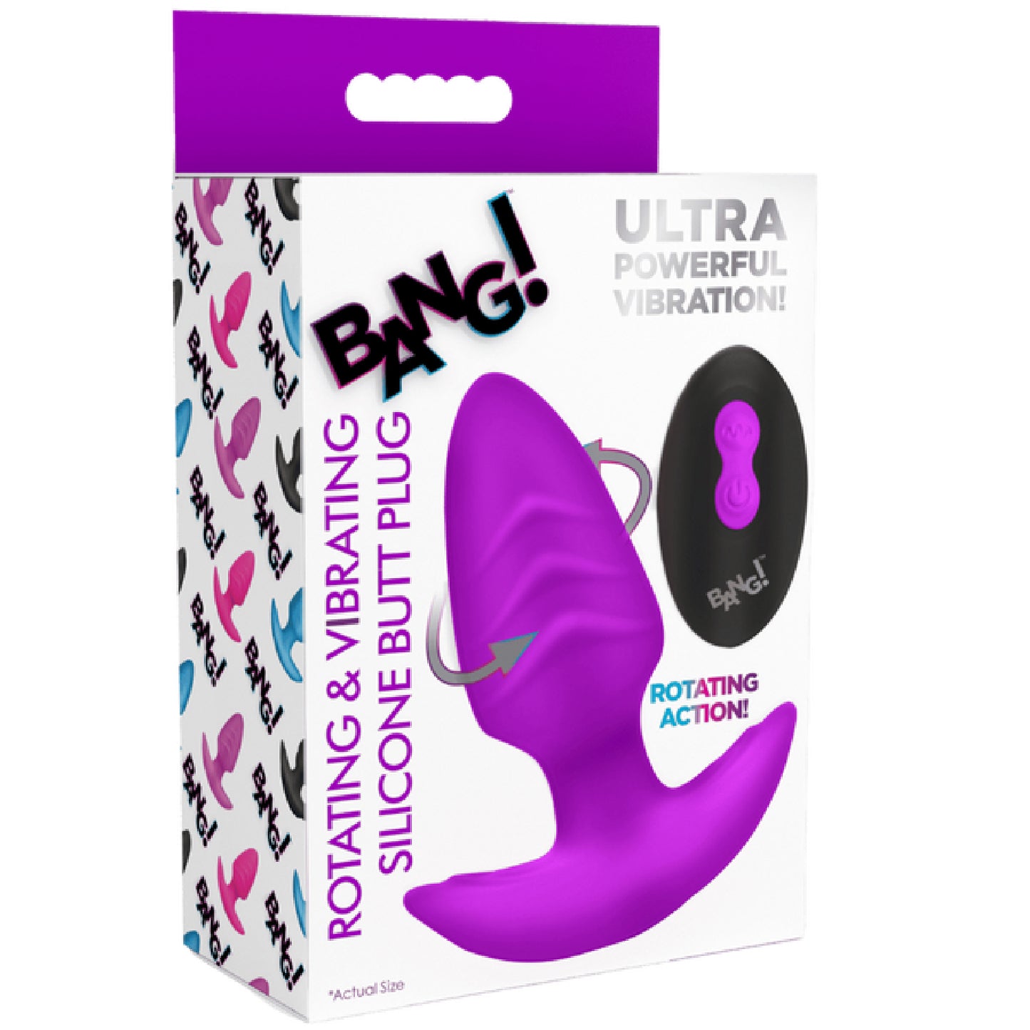 Rotating & Vibrating Silicone Butt Plug w/ Remote