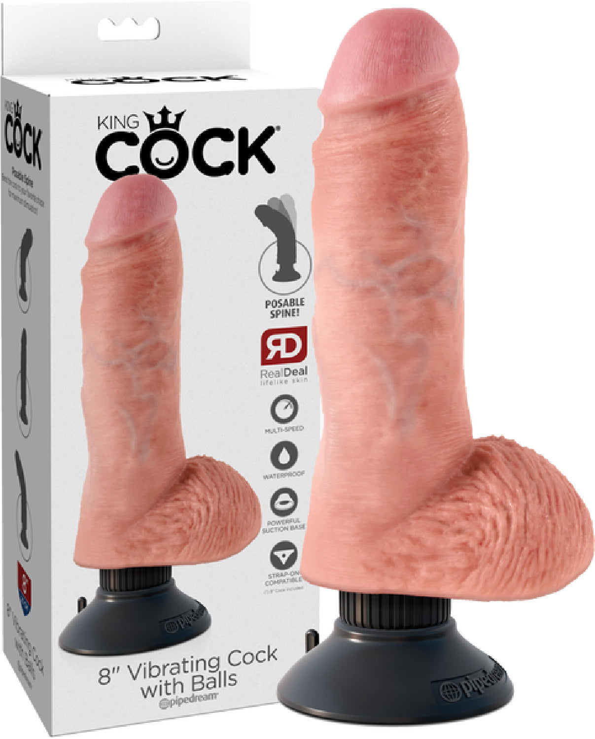 8" Vibrating Cock With Balls