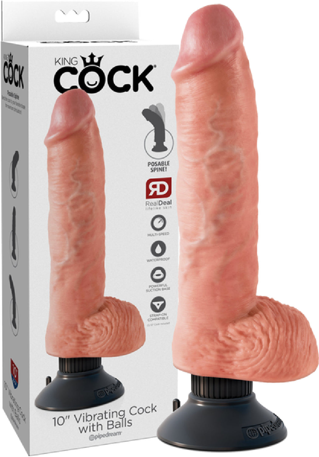 10" Vibrating Cock With Balls