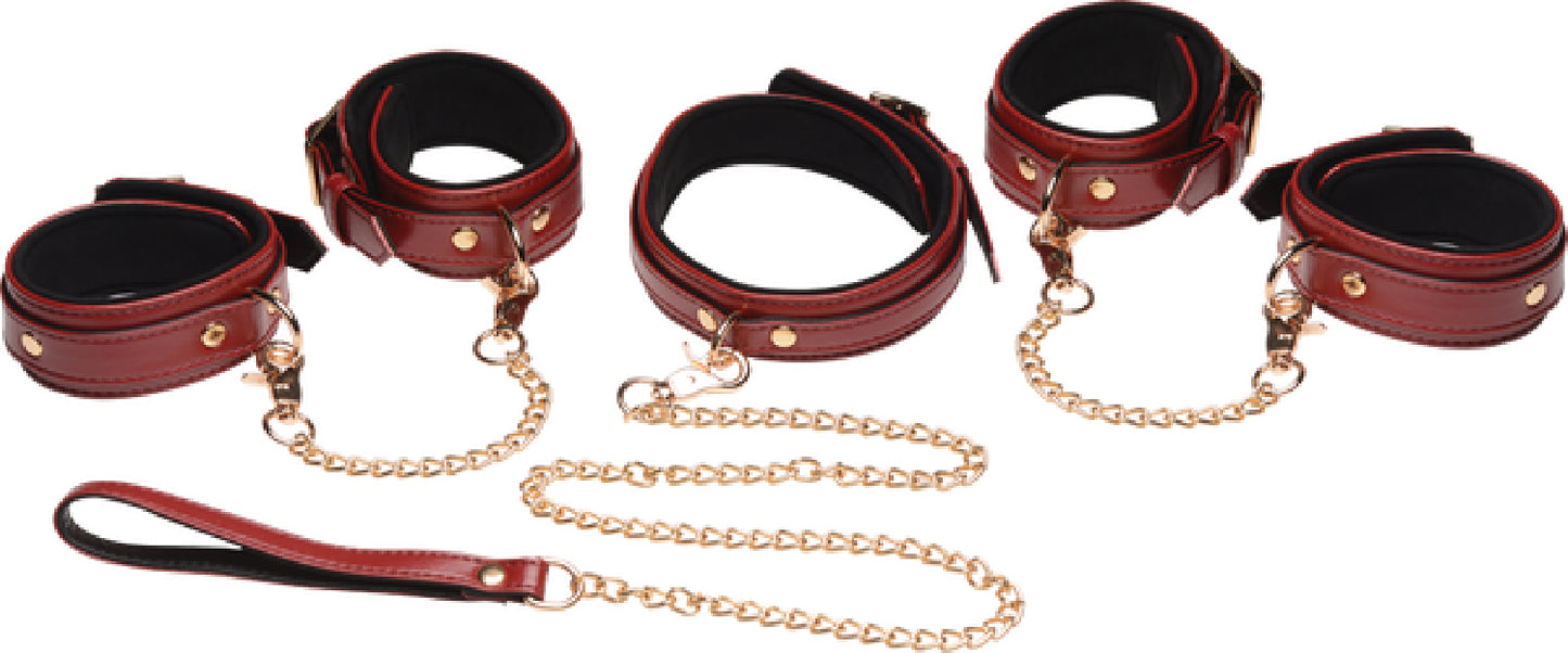 6 Piece Burgundy Bondage Set