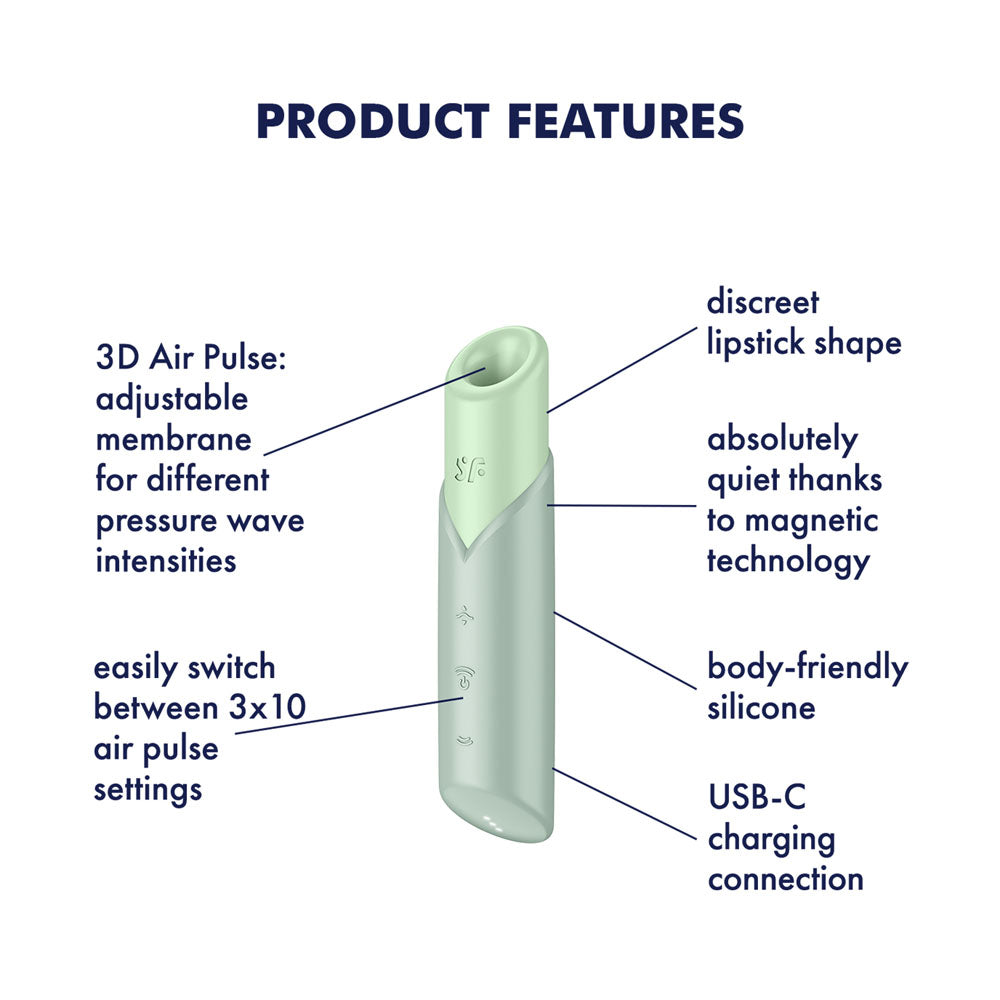 Satisfyer Naughty Kiss - Mint Green USB Rechargeable Air Pulse Stimulator