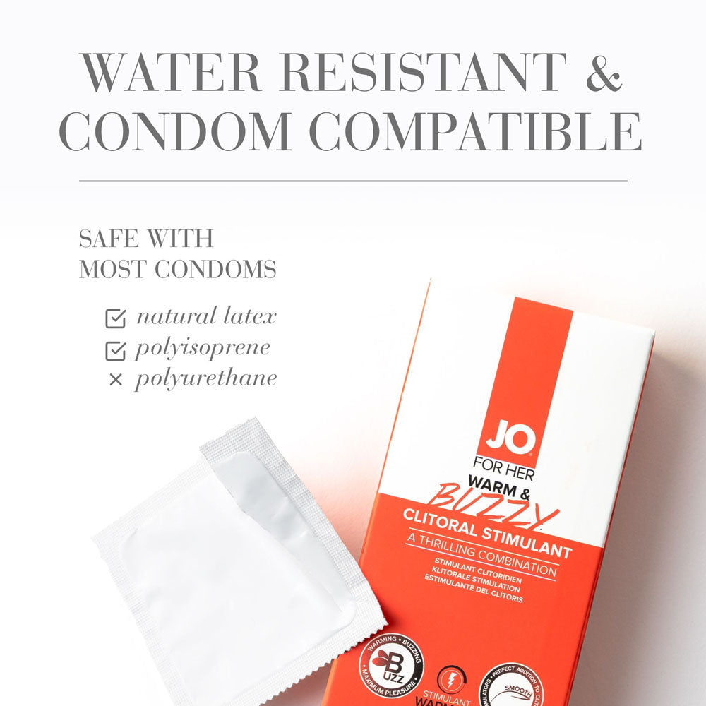 JO Warm & Buzzy Clitoral Stimulant - 10 mL - Warming Clitoral Stimulation Gel - 10 ml Tube