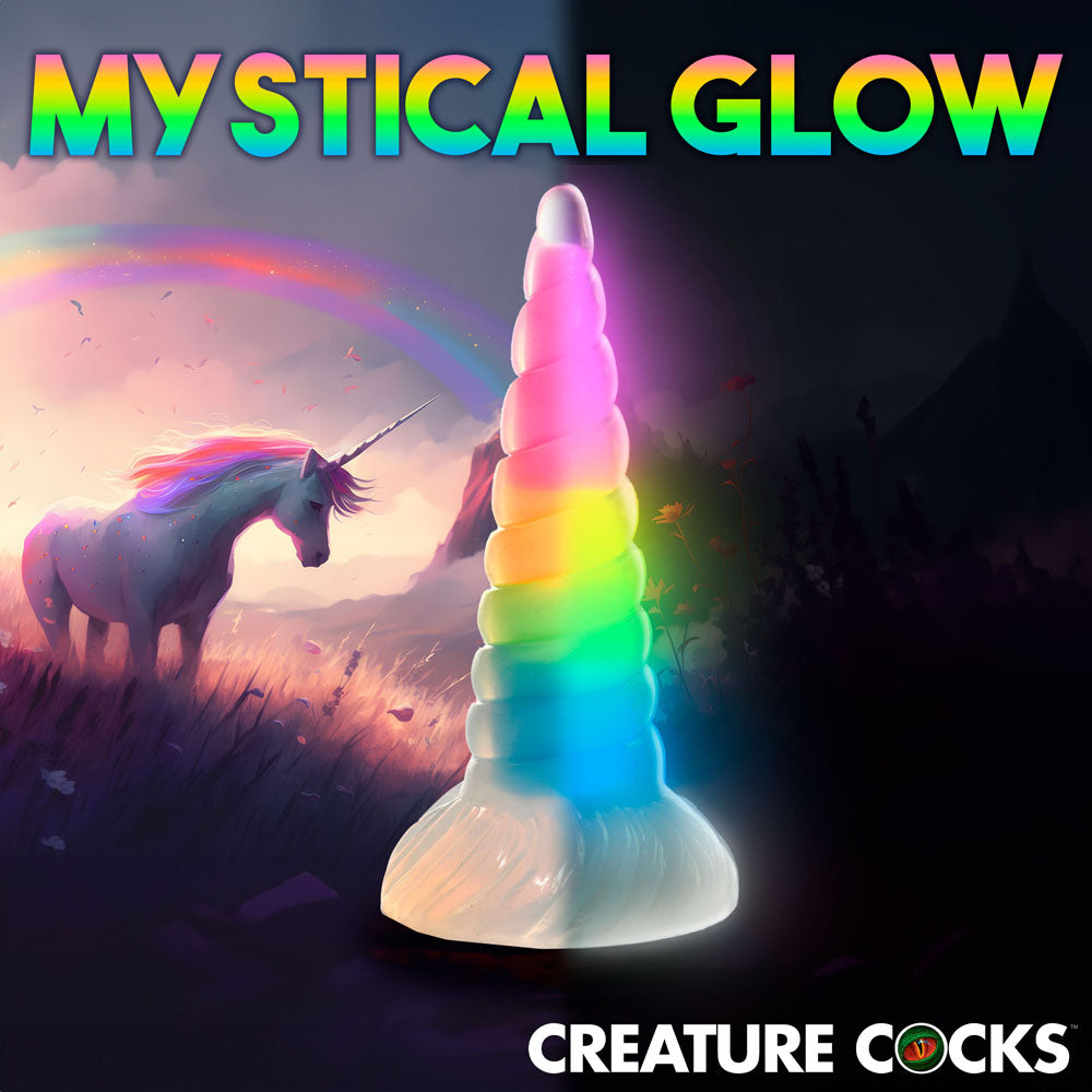 Creature Cocks Uni-Glow - Glow in Dark Rainbow 19.5 cm Unicorn Fantasy Dildo