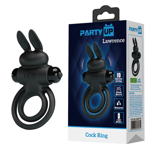 Party Up LAWRENCE Vibrating Cock Ring - Black Vibrating Cock & Balls Ring
