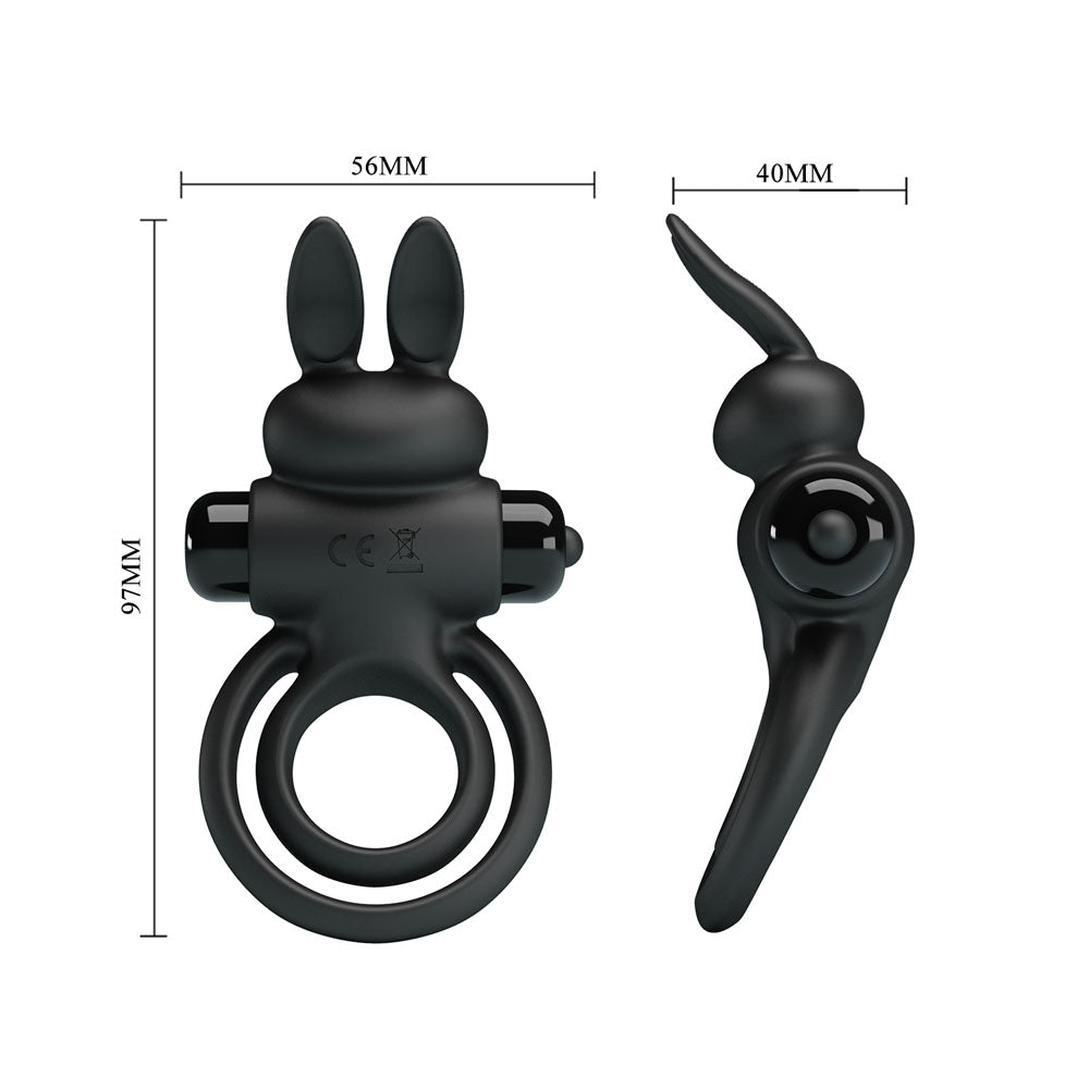 Party Up LAWRENCE Vibrating Cock Ring - Black Vibrating Cock & Balls Ring