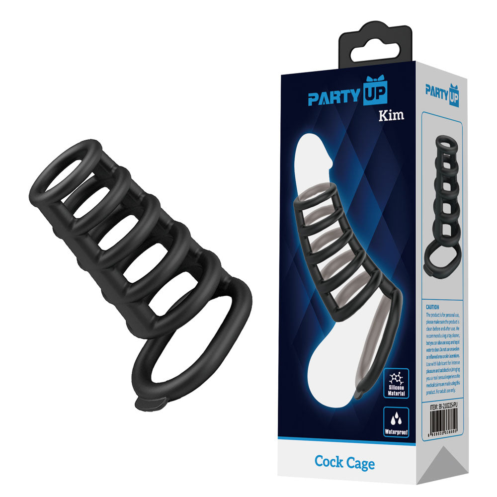 Party Up KIM Cock Cage - Black Cock Ring Cage