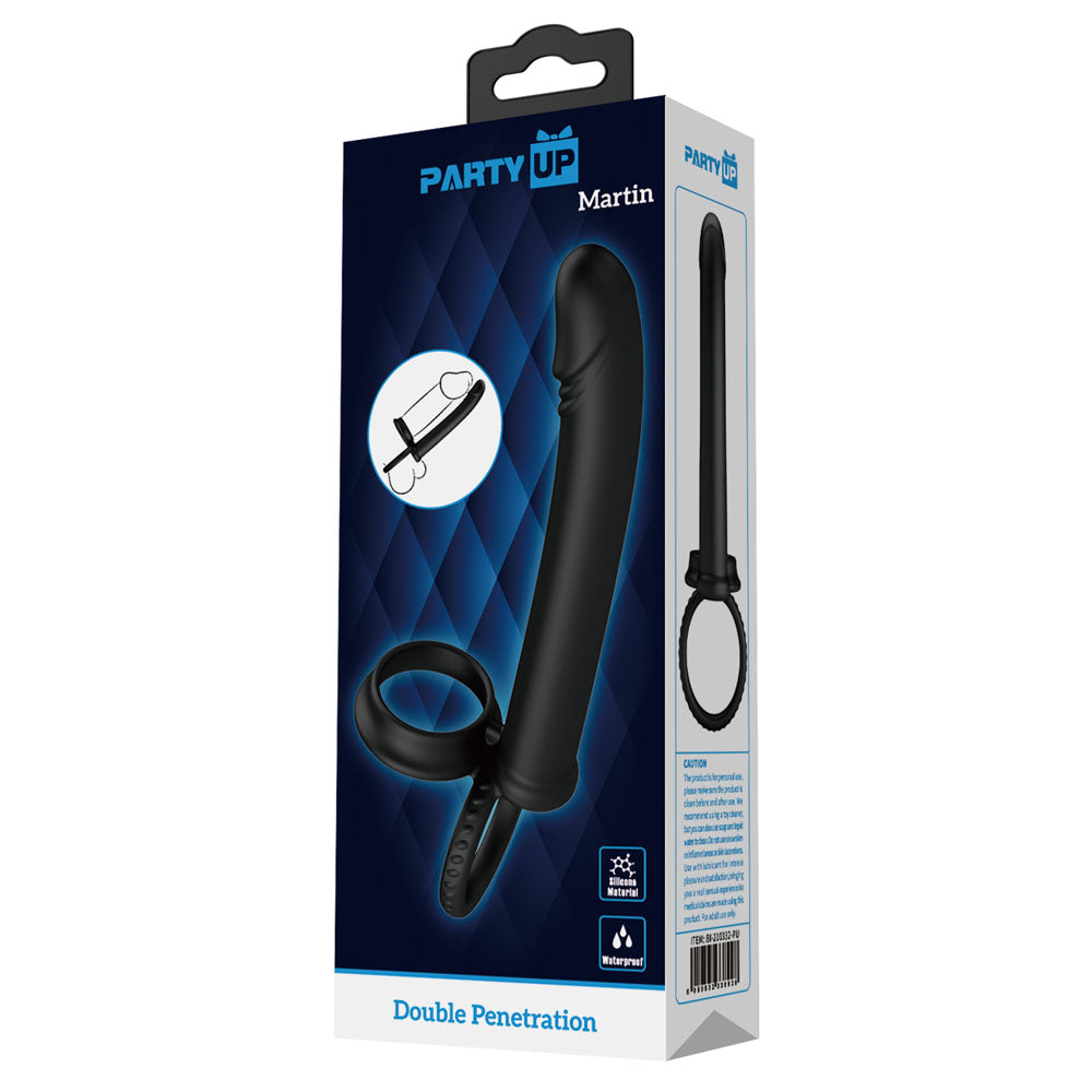 Party Up MARTIN Double Penetrator - Black Cock & Ball Rings with Double Penetrator