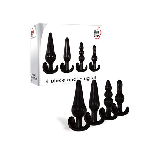 Adam & Eve 4 Piece Anal Plug Kit - Black Butt Plugs - Set of 4 Sizes