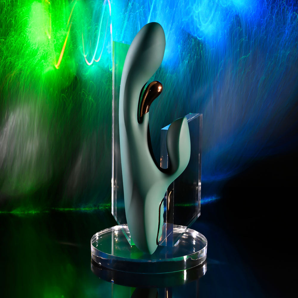 Evolved GOLDEN GODDESS - Green USB Rechargeable Rabbit Vibrator with G-Spot Flicker