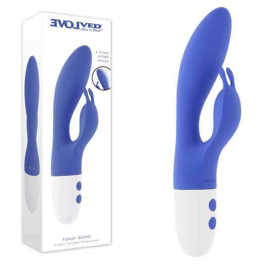 Evolved FUNNY BUNNY - Blue 20 cm USB Rechargeable Rabbit Vibrator