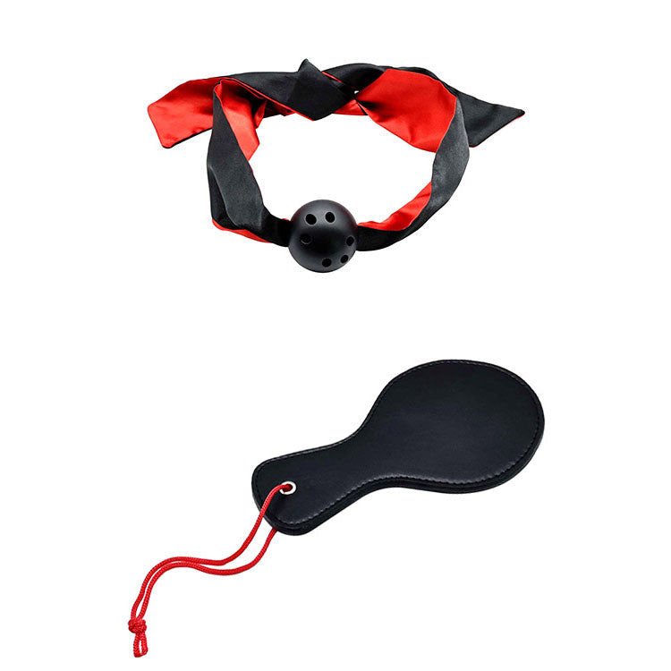 Adam & Eve SENSUAL SCARLET NIGHTS - Black/Red Couples Bondage Kit - Set of 10 Pieces