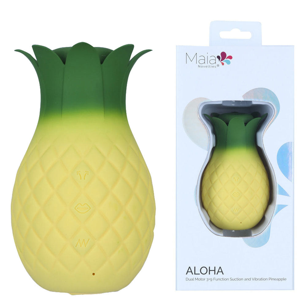 Maia ALOHA - Yellow/Green USB Rechargeable Vibrating & Sucking Stimulator