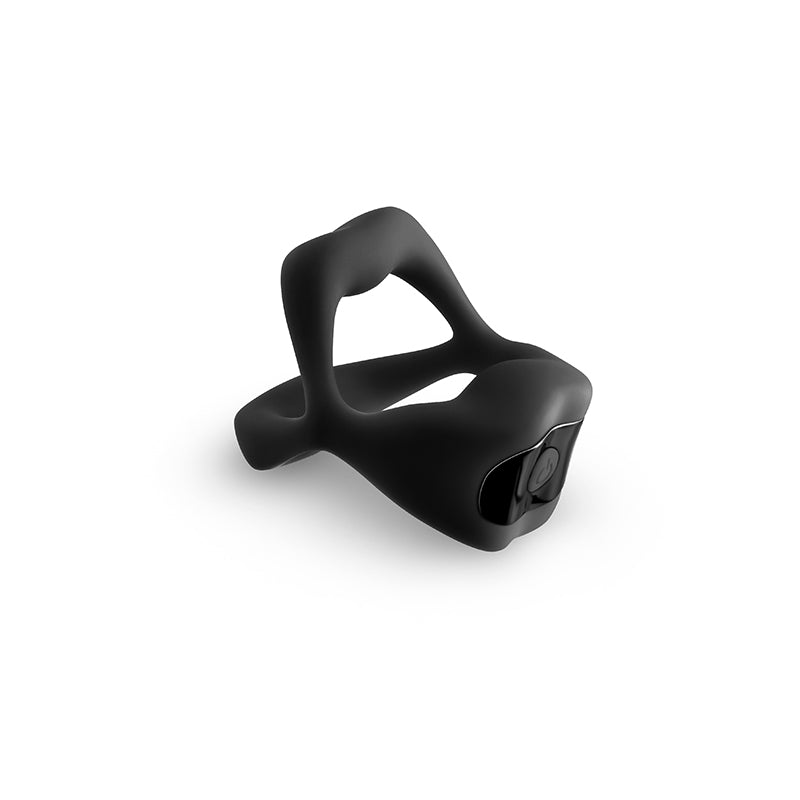 Techno - Strobe - Black - Black USB Rechargeable Vibrating Cock Ring with App Control