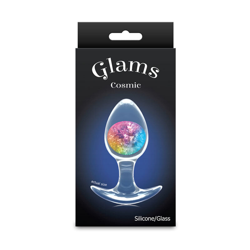Glams Cosmic - Medium - Rainbow - Clear/Rainbow 9.5 cm Small Butt Plug