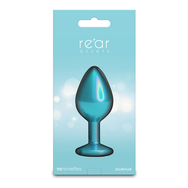 Rear Assets Iridescent - Medium - Teal - Iridescent Teal 8.2 cm Medium Butt Plug