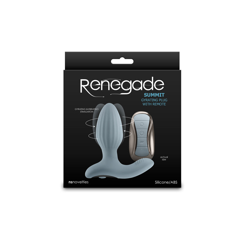 Renegade Summit - Grey - Grey 10.2 cm USB Rechargeable Vibrating Butt Plug with Remote