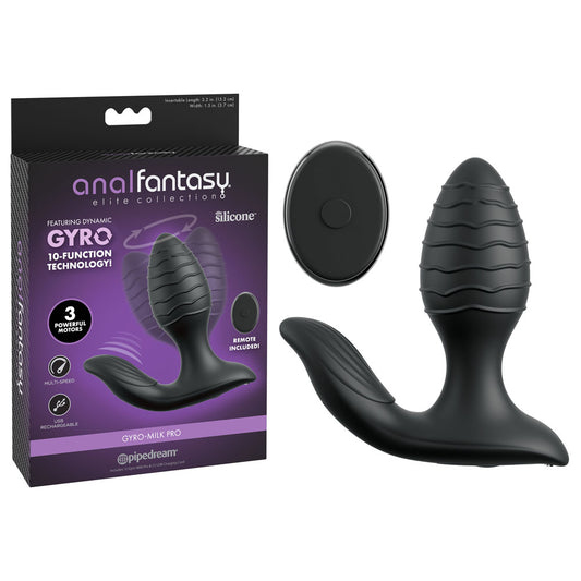 Anal Fantasy Elite Gyro-Milk Pro - Black - Black USB Rechargeable Gyrating Butt Plug