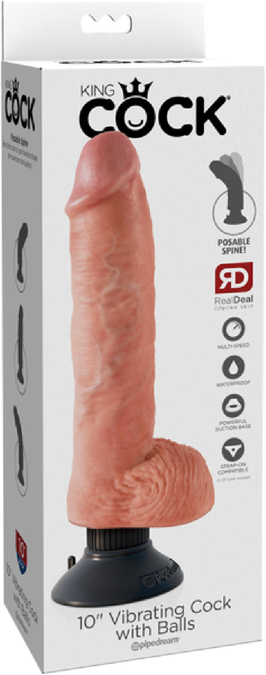 10" Vibrating Cock With Balls