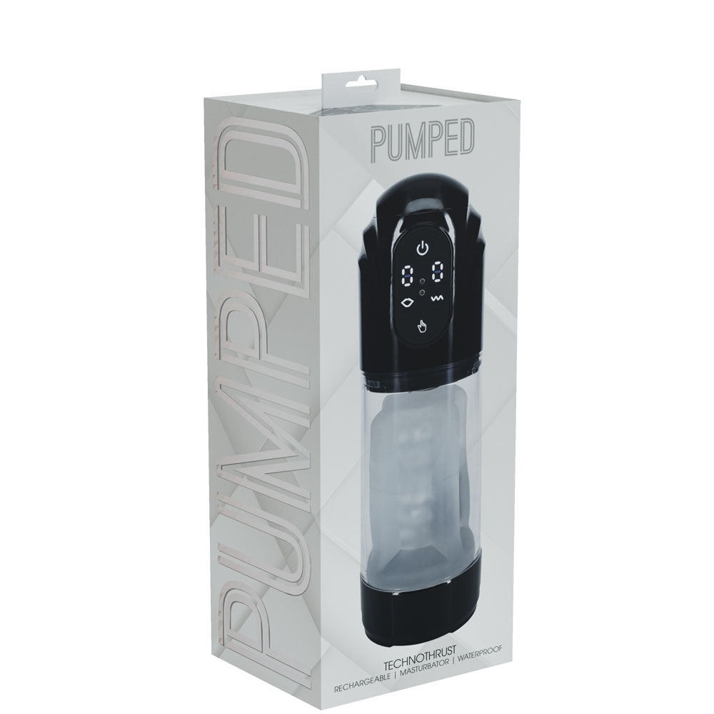 PUMPED TechnoThrust Auto Masturbator - Black/Clear USB Rechargeable Auto Maturbator
