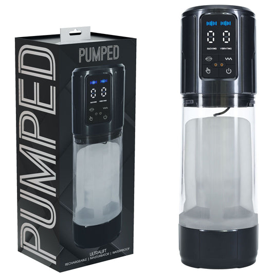PUMPED UltraLift Automatic Masturbator - Gunmetal Grey/Clear USB Rechargeable Auto Masturbator