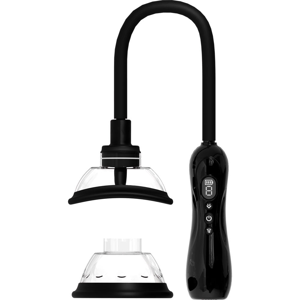 PUMPED Vulva & Breast Pump with Tongue Stimulator - Black - Black USB Rechargeable Ladies Pump Set