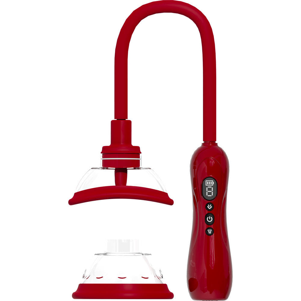 PUMPED Vulva & Breast Pump with Tongue Stimulator - Red - Red USB Rechargeable Ladies Pump Set