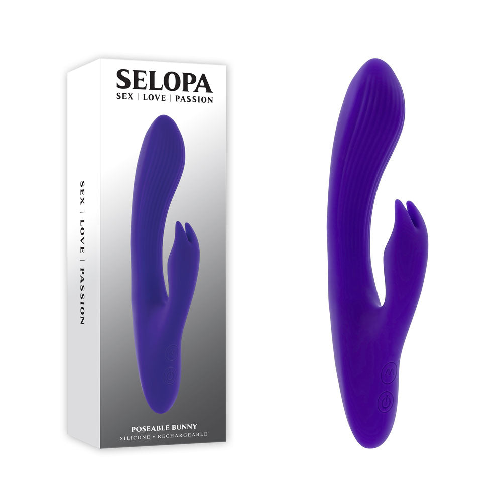 Selopa POSEABLE BUNNY - Purple 21 cm USB Rechargeable Poseable Rabbit Vibrator