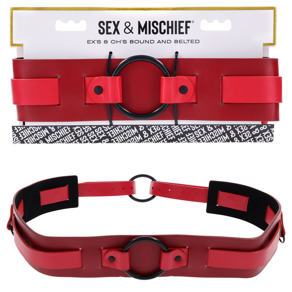 S&M Exs & Ohs Bound and Belted - Red Bondage Belt