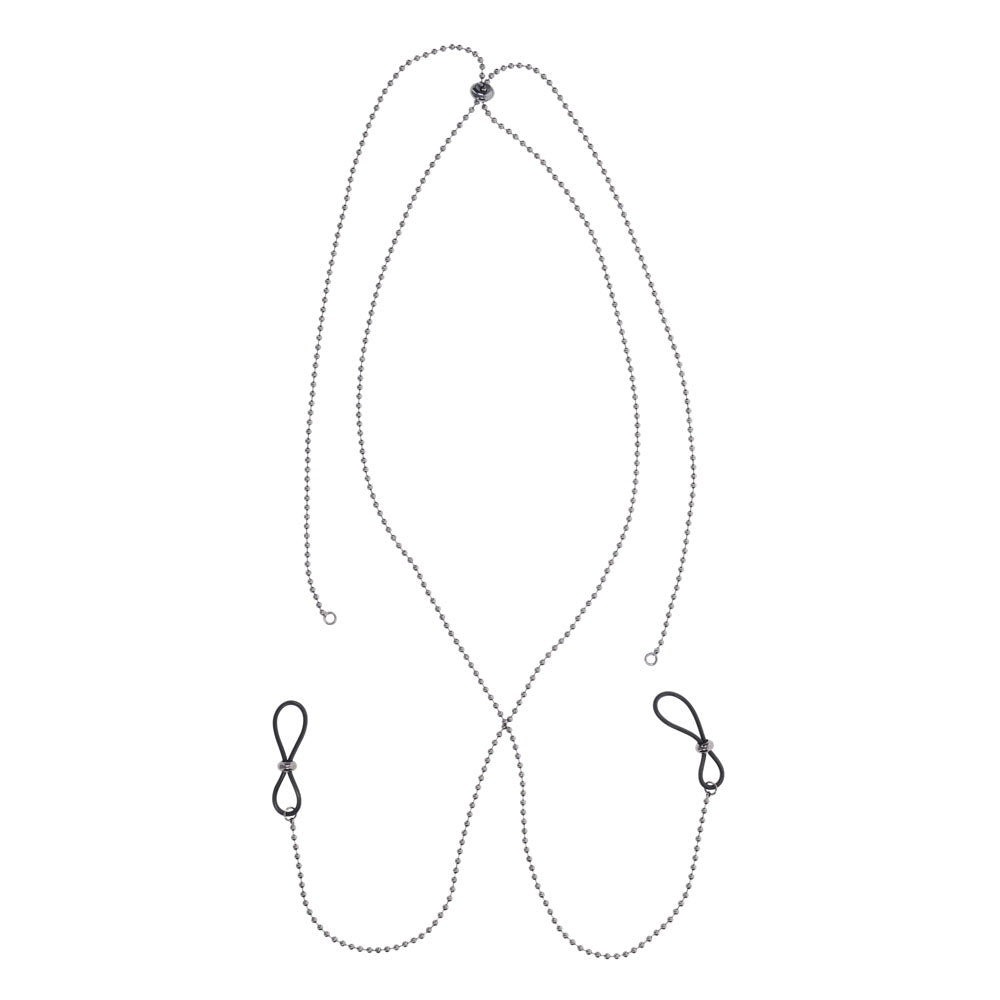 S&M Exs & Ohs Body Jewelry with Nipple Ties - Metal Chain with Nipple Ties
