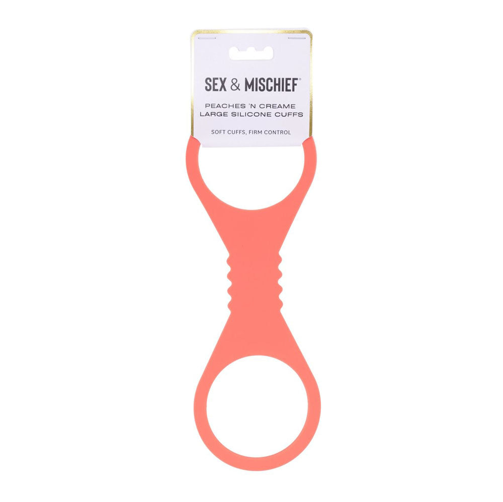 Sex & Mischief Peaches n CreaMe Large Silicone Cuffs - Peach Large Silicone Restraints