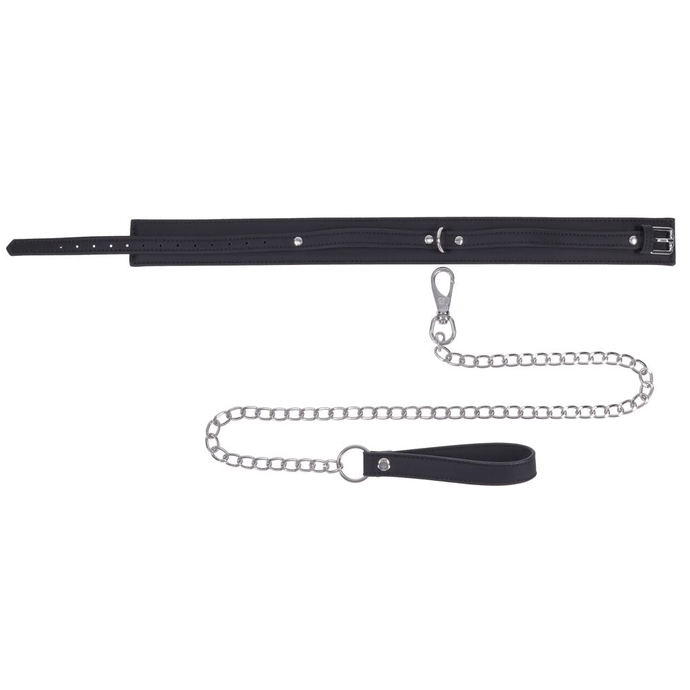SPORTSHEETS Signature Midnight Muse Collar & Leash - Black Adjustable Restraint