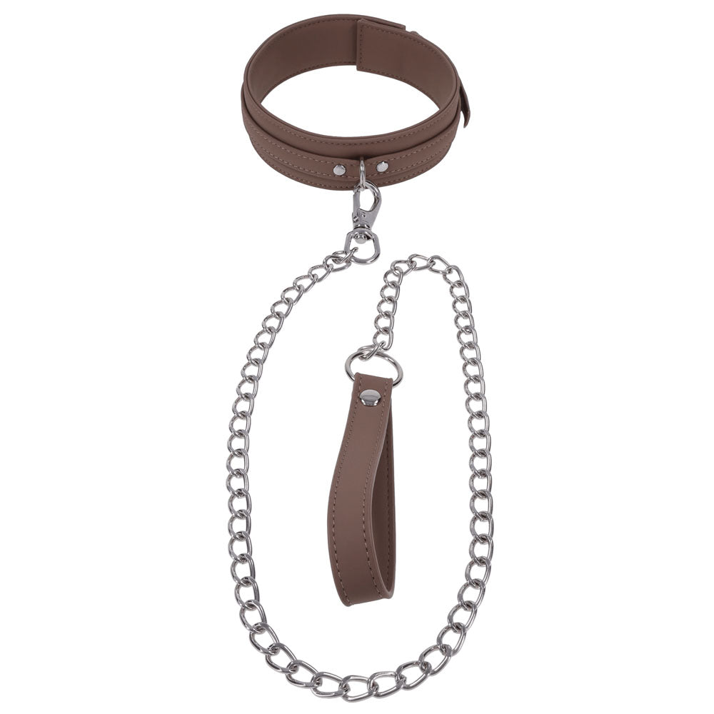 SPORTSHEETS Signature Dawn Dream Collar & Leash - Tan Adjustable Restraint