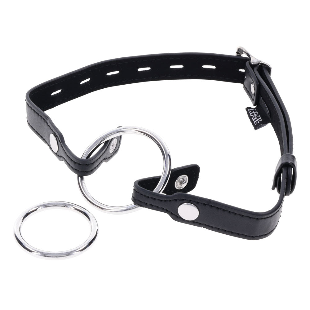 EDGE Interchangeable Ring Gag - Black Mouth Gag Restraint with 2 Interchangeable Pieces