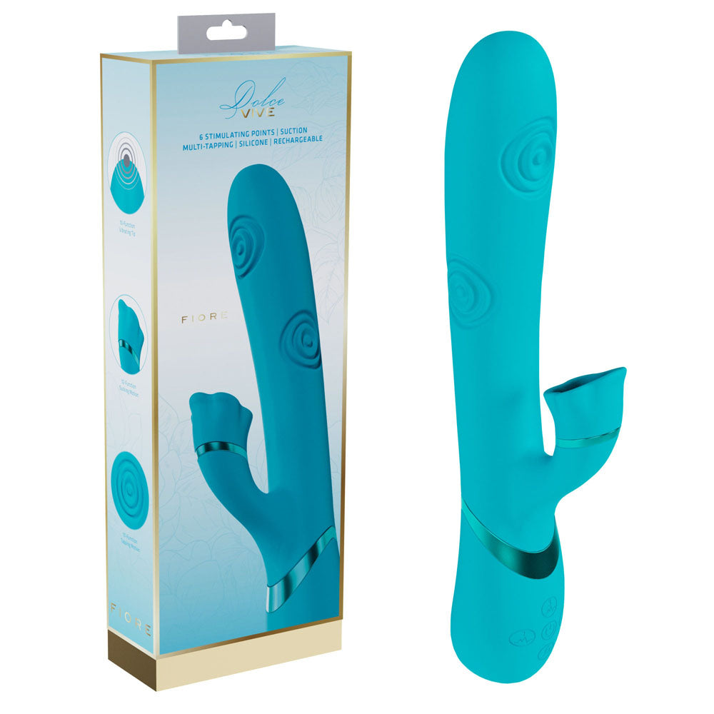 VIVE Fiore - Blue 25 cm USB Rechargeable Tapping Rabbit Vibrator