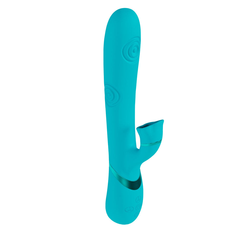 VIVE Fiore - Blue 25 cm USB Rechargeable Tapping Rabbit Vibrator