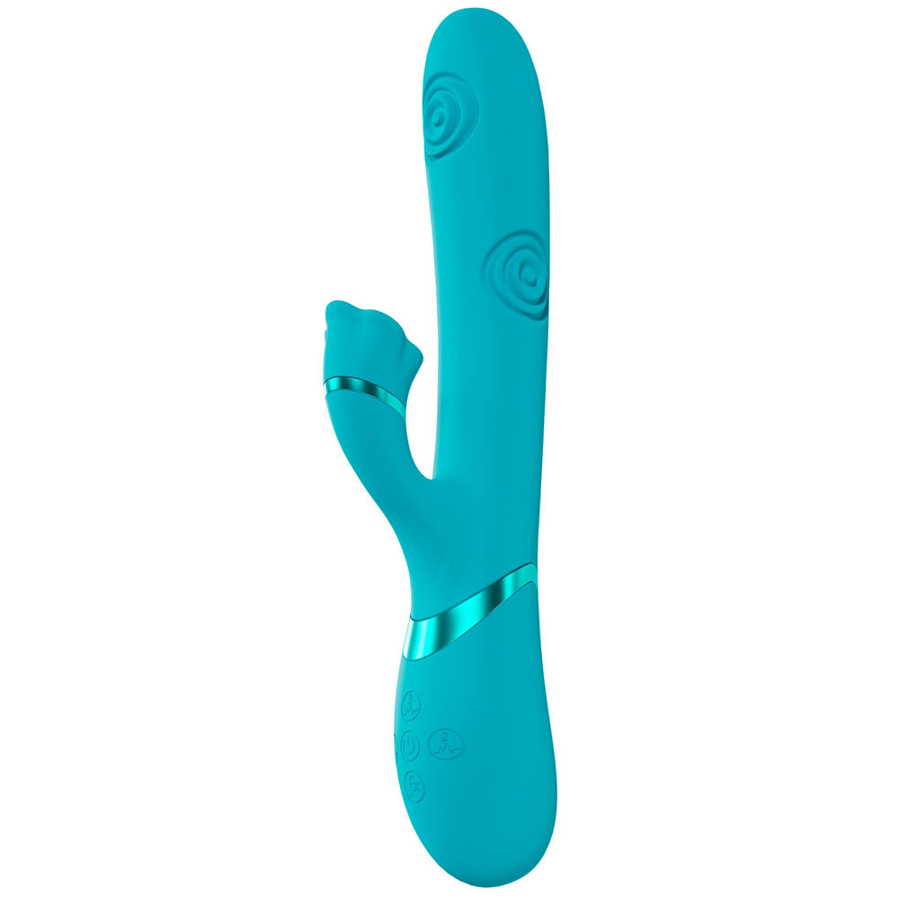 VIVE Fiore - Blue 25 cm USB Rechargeable Tapping Rabbit Vibrator