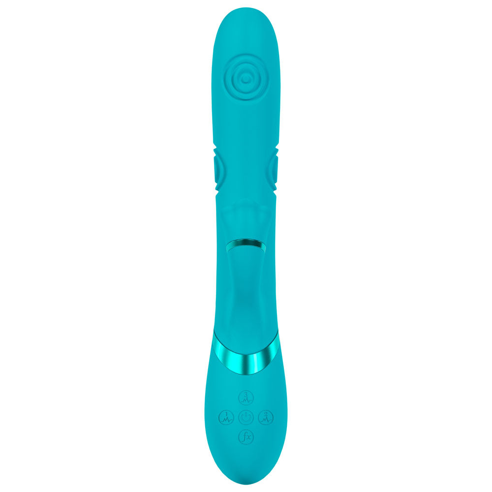 VIVE Fiore - Blue 25 cm USB Rechargeable Tapping Rabbit Vibrator