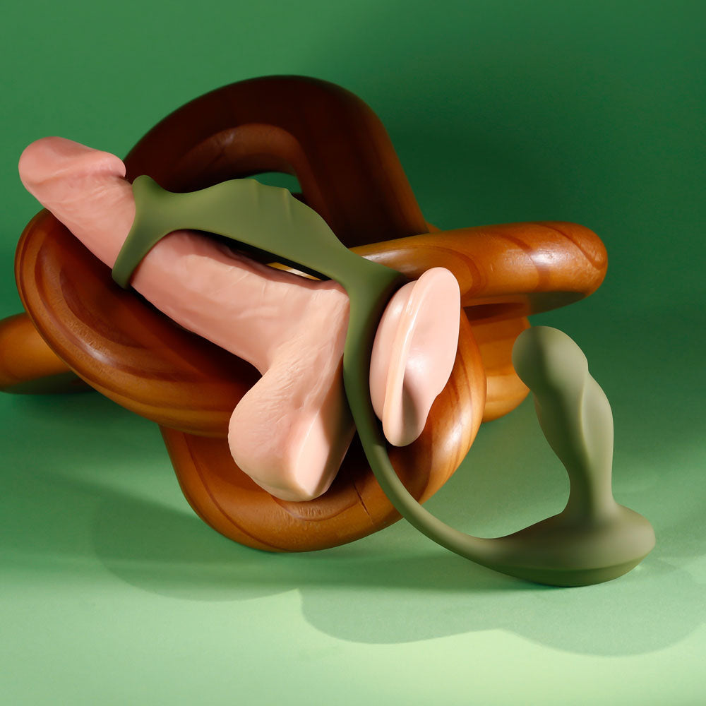 Zero Tolerance PROSTATE POWER PACK - Green USB Rechargeable Vibrating Prostate Massager with Cock Ring Harness